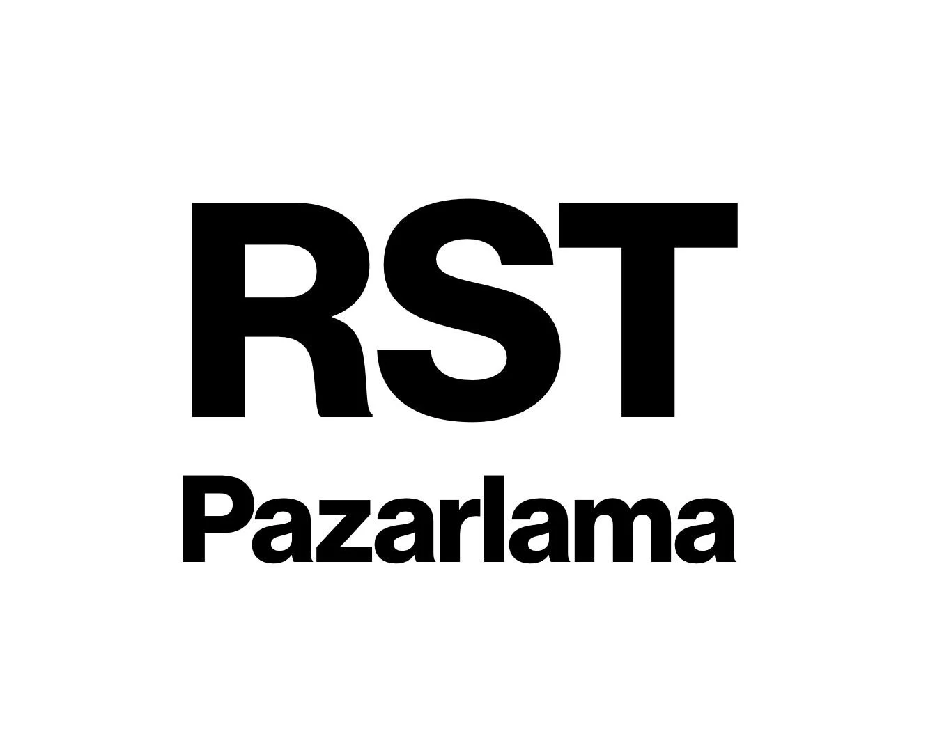 Siyah büyük harflerle 'RST' yazısı ve altına 'Pazarlama' kelimesi.