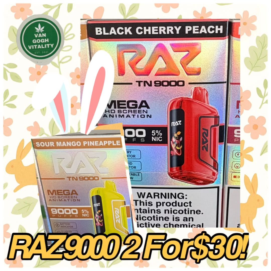 The Easter Bunny hit Van Gogh and left a great deal for you!!! All RAZ 9000 disposable Vapes are 2 for $30! Stock up with all the cash you stashed from winning that Easter egg hunt 😜🐰
901 Philadelphia Rd, Unit C
Joppatowne, MD
21085