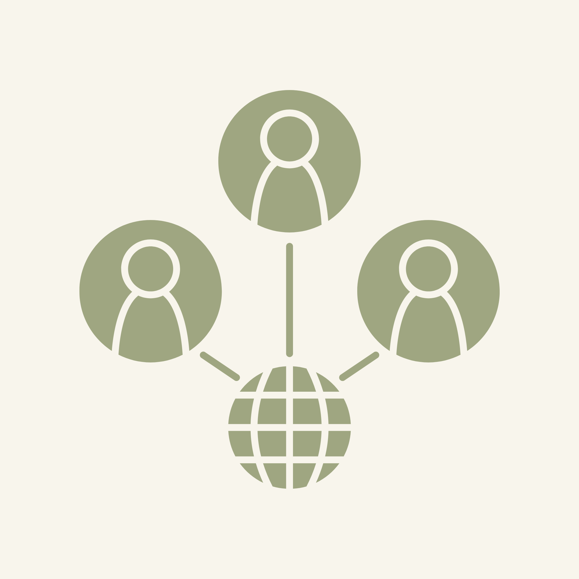 Geometric drawing of an outline square with sections divided by vertical, horizontal, and half circle lines.