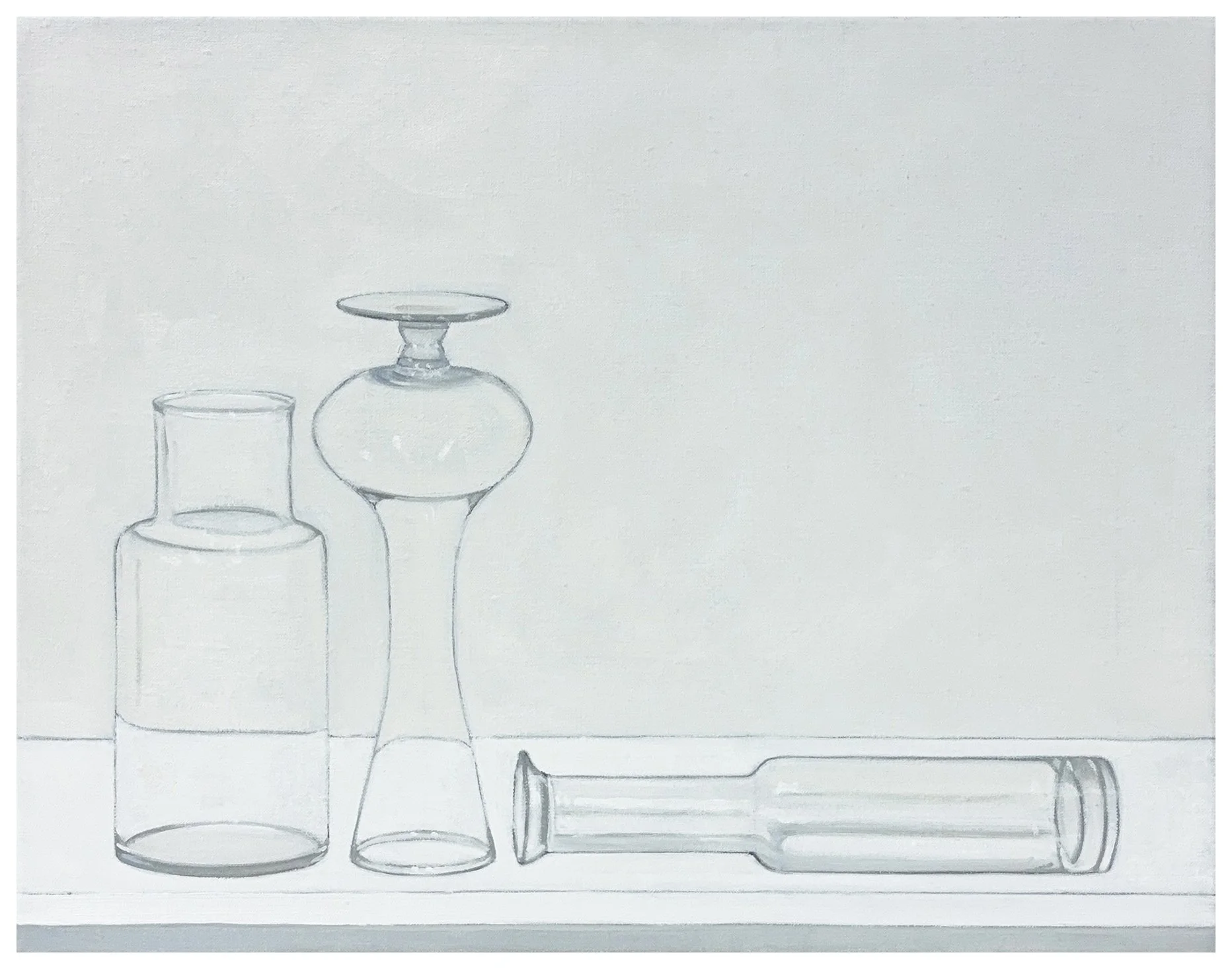 Three Glass Vessels with One Inverted and One Laying Down