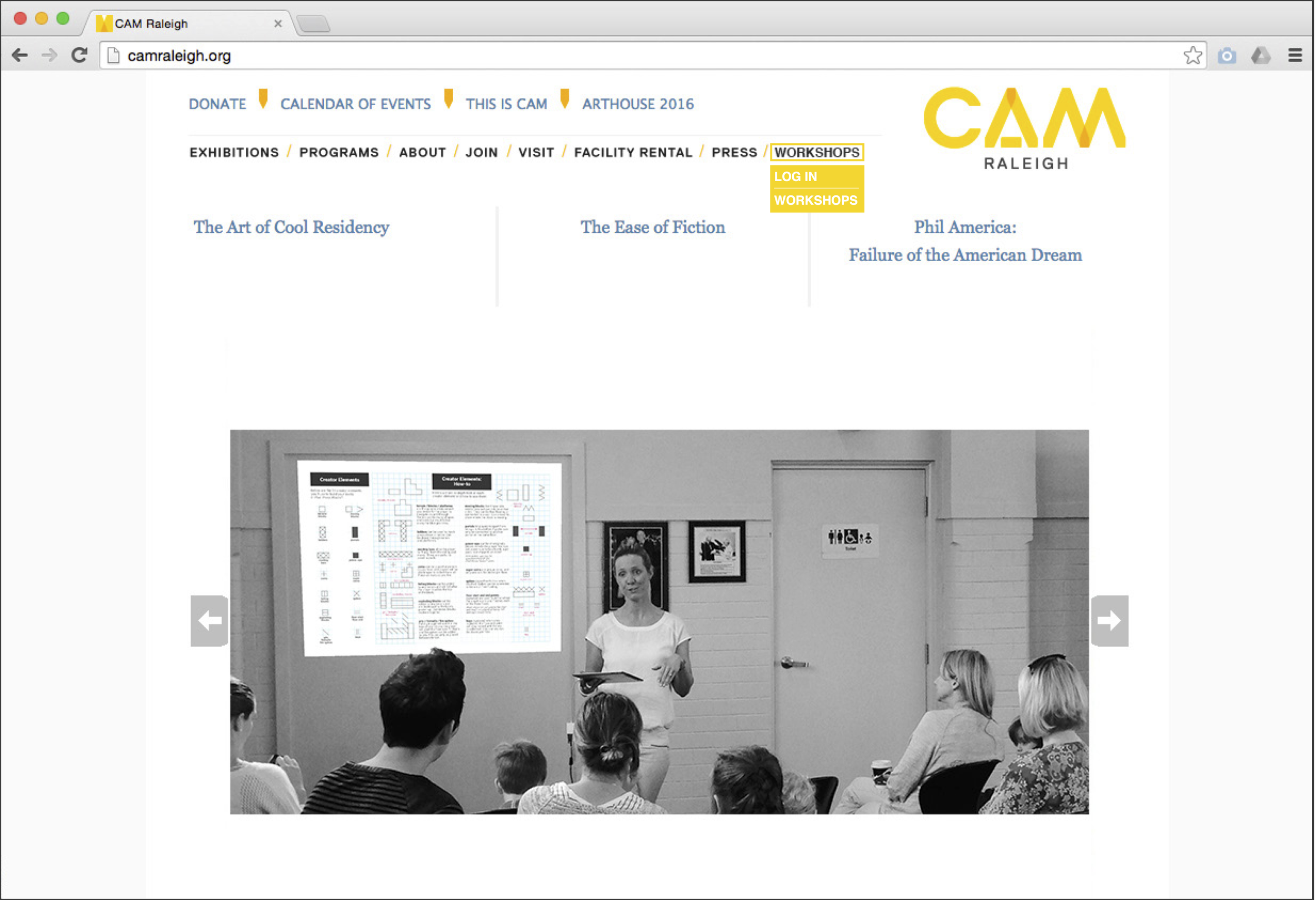 Phygital Space exhibitions and workshops would be advertised on the CAM website where patrons have the option to view and sign up.