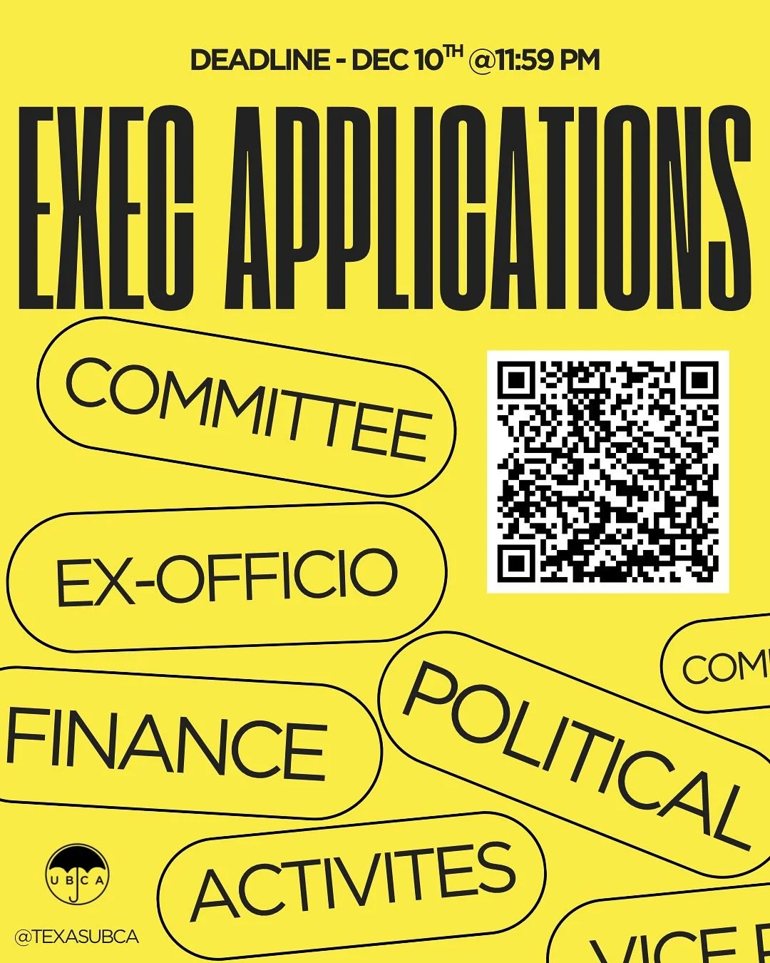 Applications available⭐️! Join the UBCA executive board and Senate Officers.