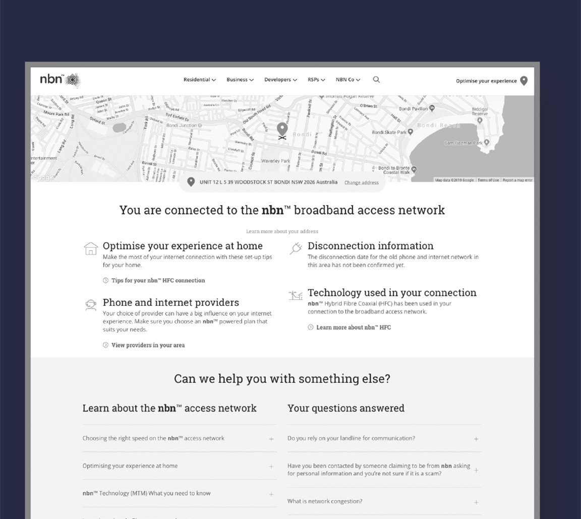 picture of NBN rollout map webpage