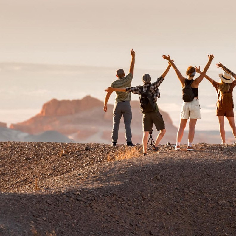 people on a hill