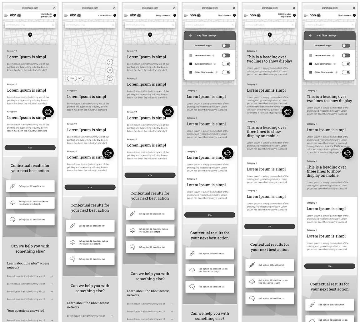 low fidelity mockups of layouts