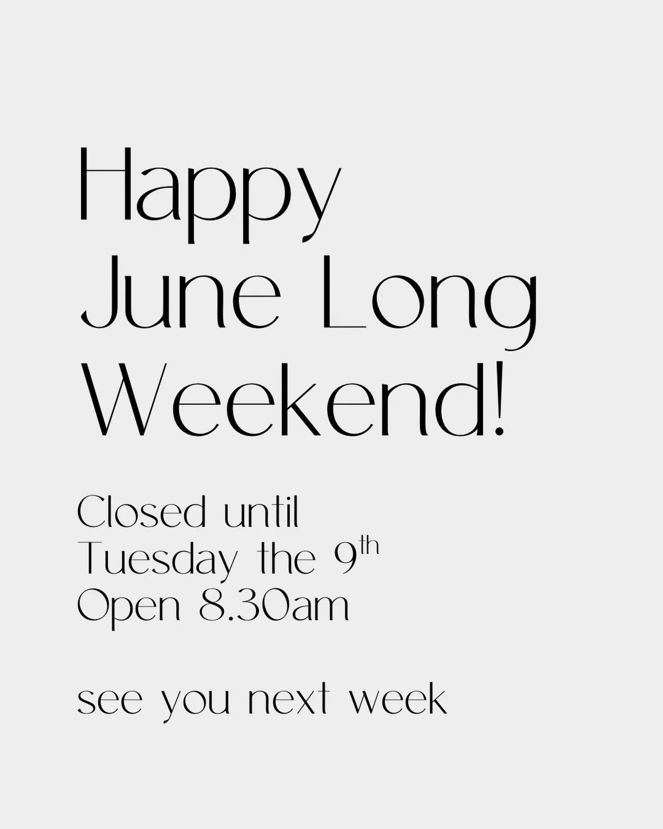 Have a safe &amp; fun long weekend 🫶🏽

See you next Tuesday, our online booking system is open 24/7

We&rsquo;re enjoying well deserved downtime x