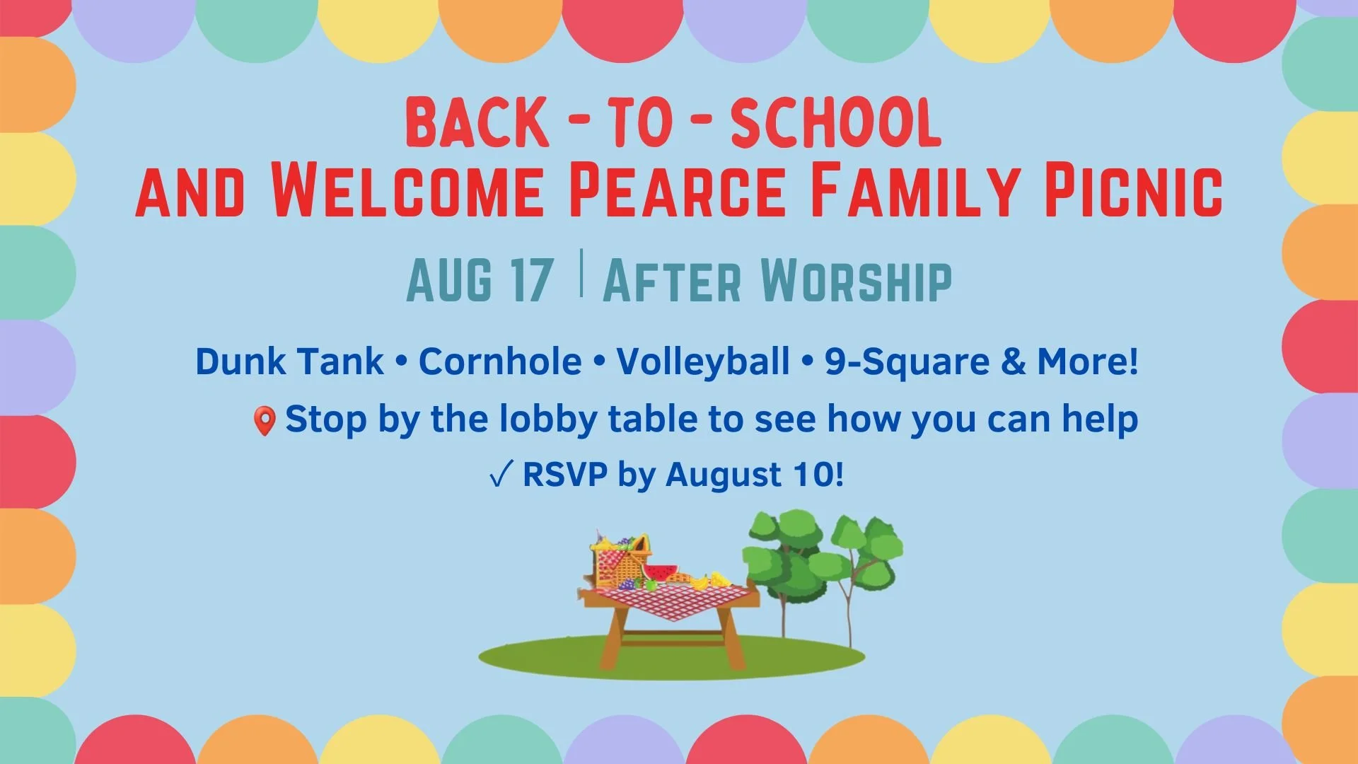 Back-to-School and Welcome Pearce Family Picnic