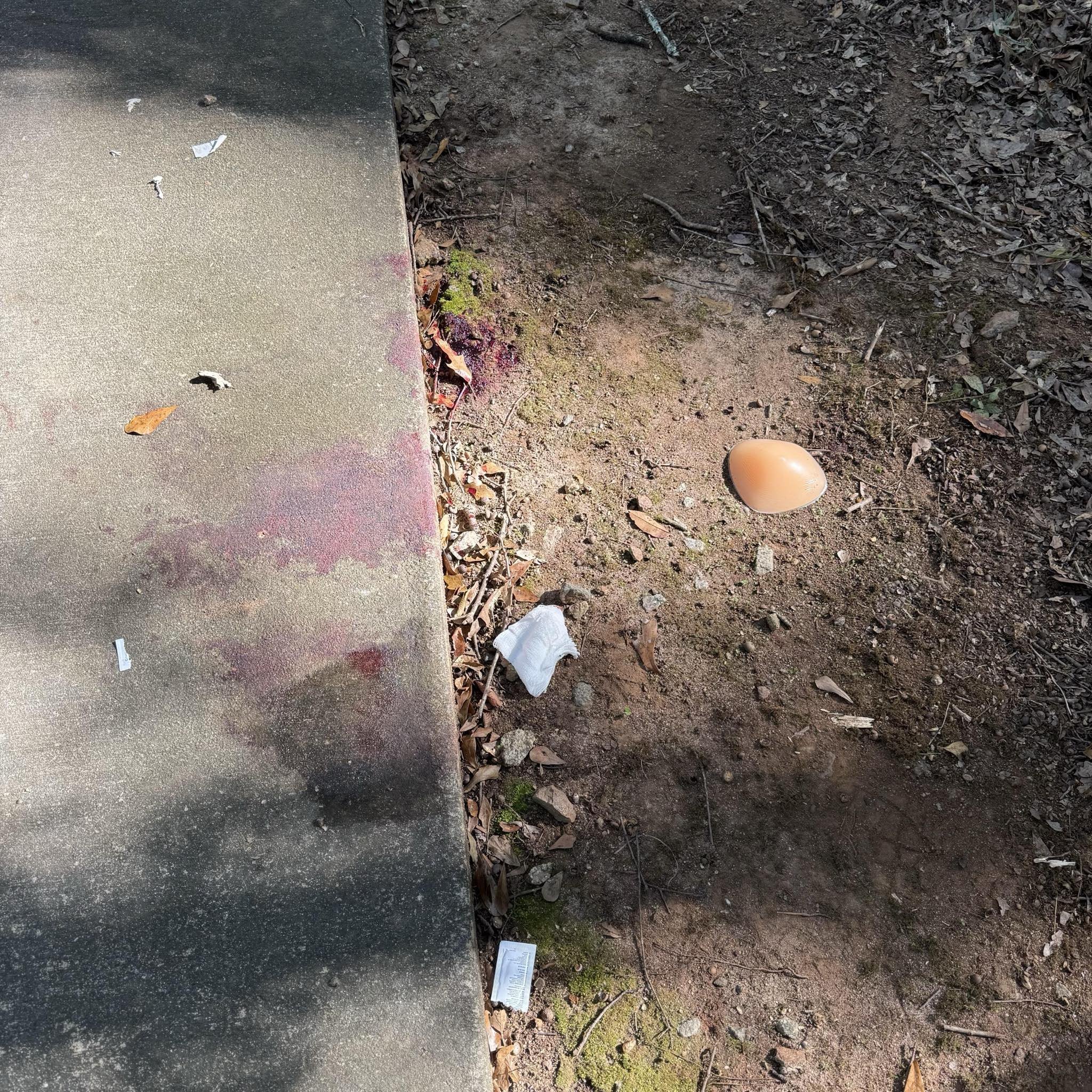 Blood and debris from Santonio Coleman's attack that remained for days after the incident.