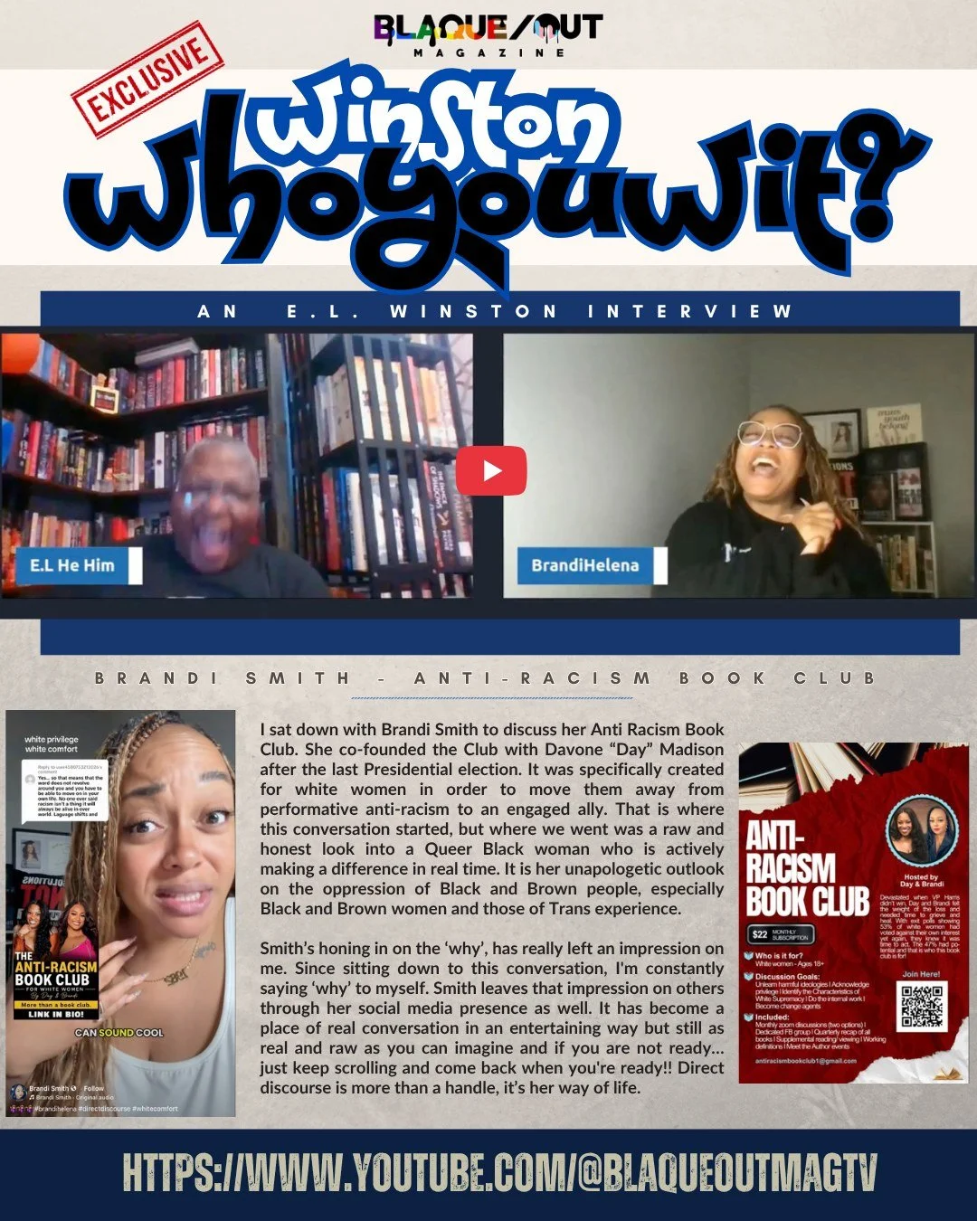 I sat down with @brandihelena  to discuss her Anti Racism Book Club. She co-founded the Club with Davone &ldquo;Day&rdquo; Madison after the last Presidential election. It was specifically created for white women in order to move them away from perfo