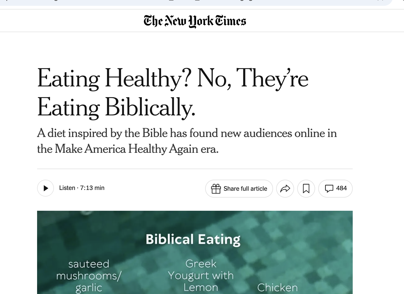 New York Times Biblical Eating