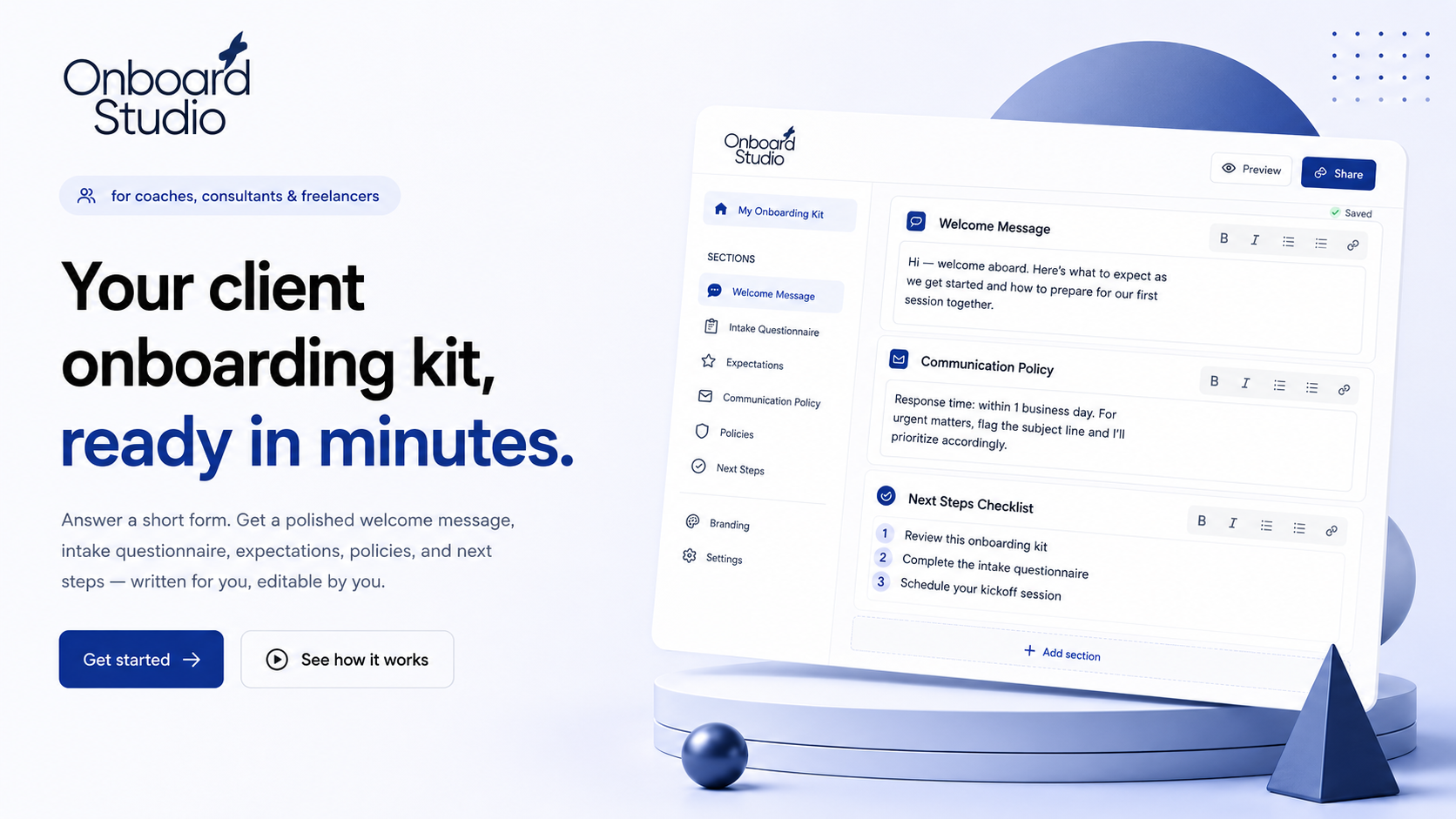 Create client onboarding