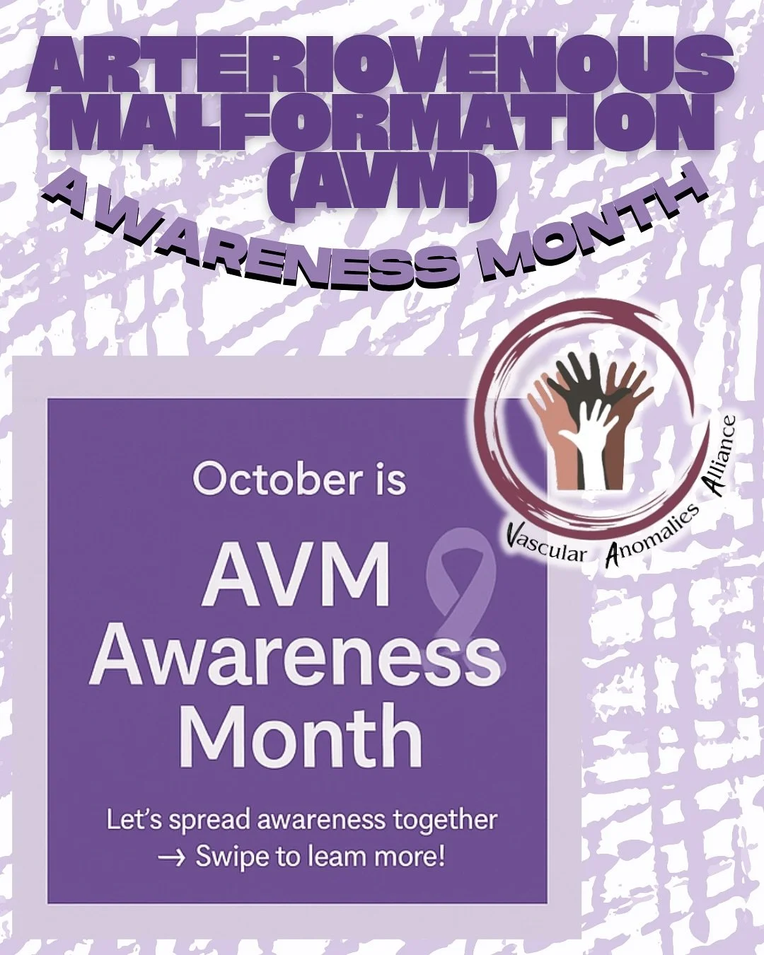 💜 October is AVM Awareness Month 💜
&mdash; AVM = Arteriovenous Malformation &mdash; a rare tangle of blood vessels connecting arteries and veins.
Let&rsquo;s spread awareness together.
👉 Swipe to learn more!
👀 Watch for more medical information a