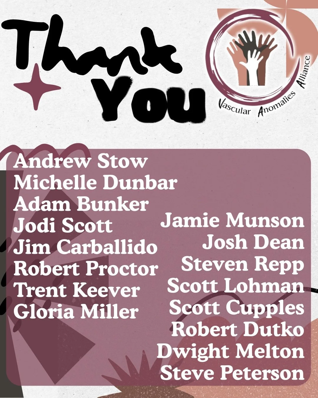 We want to thank all our November &amp; December donors for helping support the birthmark community and help us fulfill our mission! 🫶🏼 #vascularally