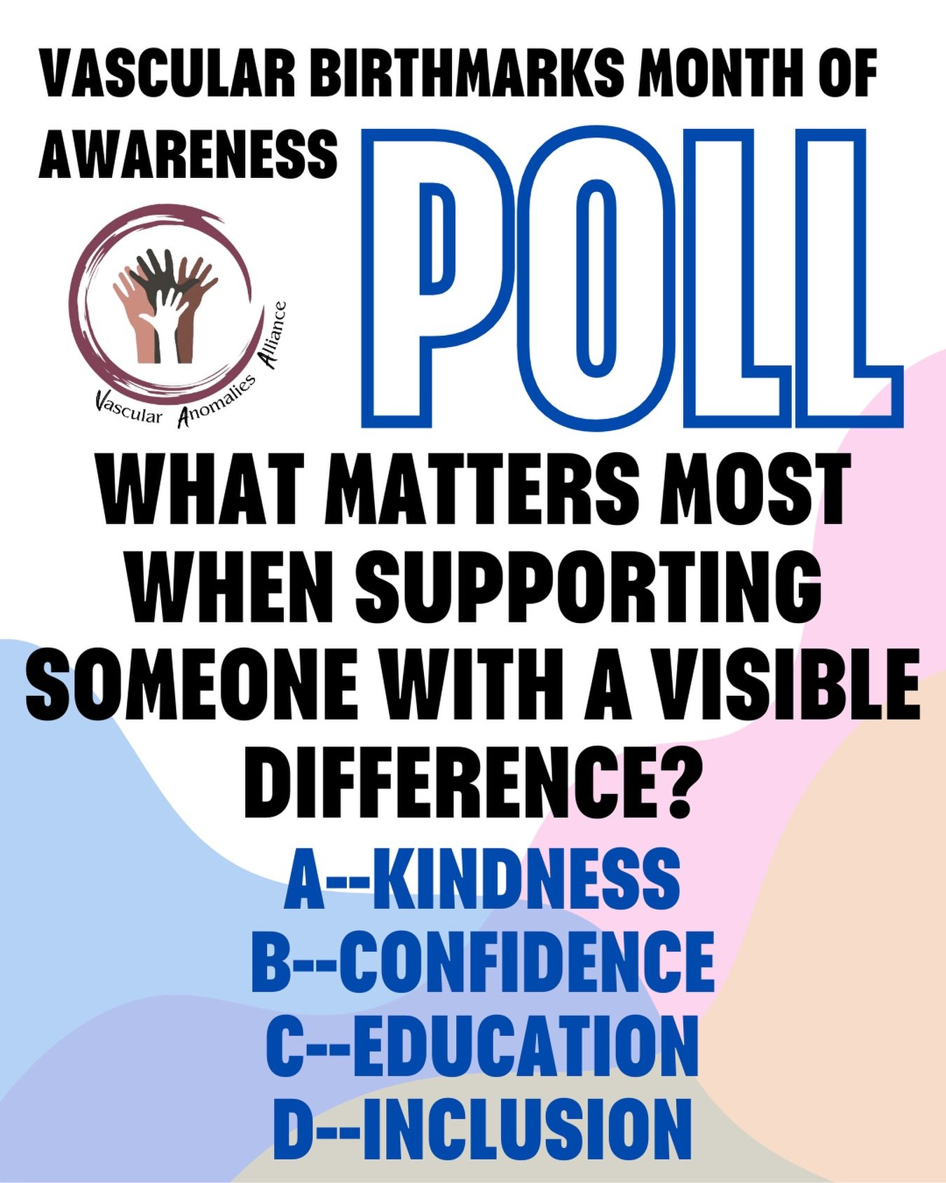 📅Vascular Birthmarks Month of Awareness Poll 📊 What matters most when supporting someone with a visible difference? Answer below 👇