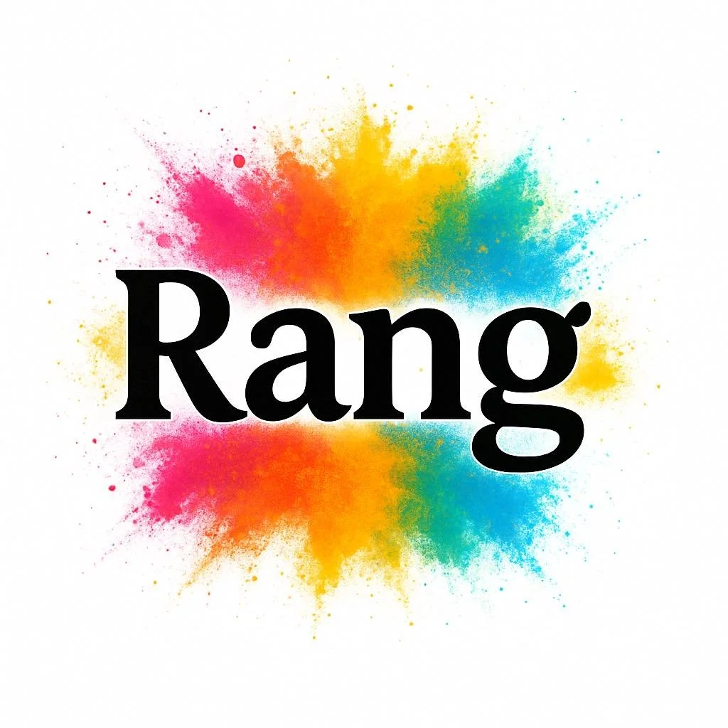 The word 'Rang' in bold black text over a colorful powder splatter background.