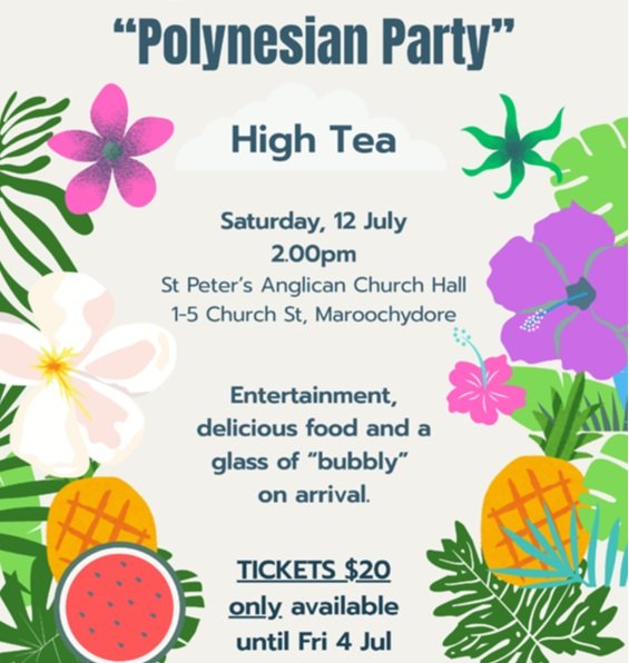 POLYNESIAN High Tea Sat 12 Jul 2025 Maroochydore