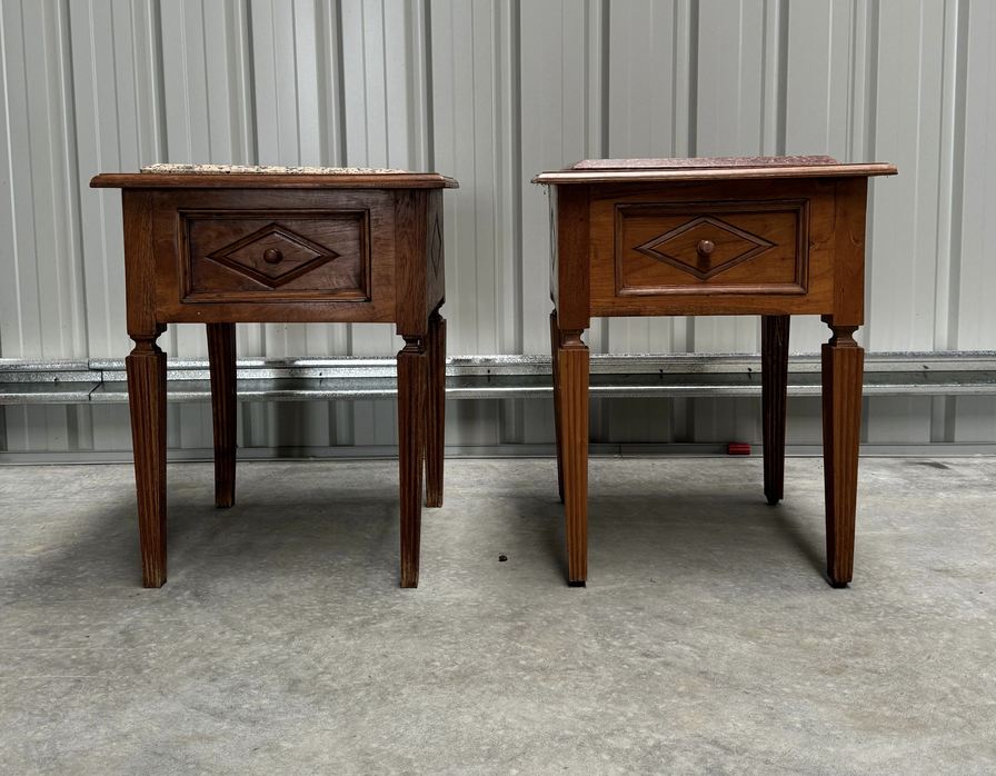 Wooden bedside tables marble tray