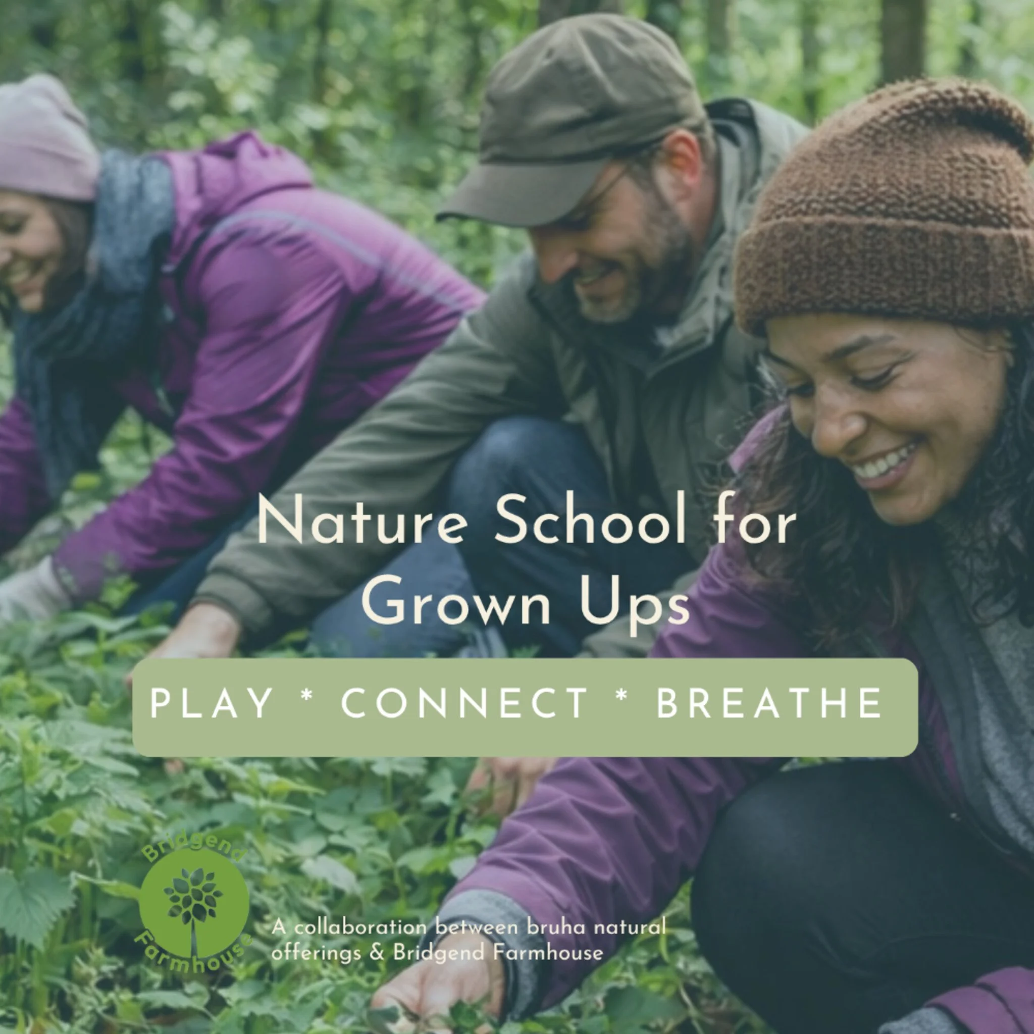 People happily playing in nature
