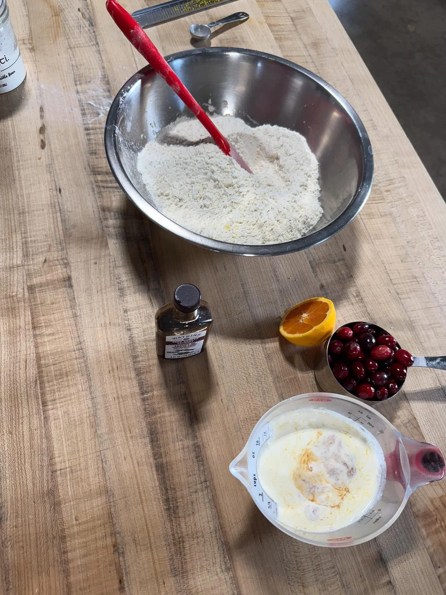 Cranberry season is here!  Orange cranberry scones headed for a nap in the walk-in. They&rsquo;ll be baked fresh first thing in the morning!  Available at @apothiccompany tomorrow morning!  And Saturday at the market. First come, first served. 🧡❤️ #