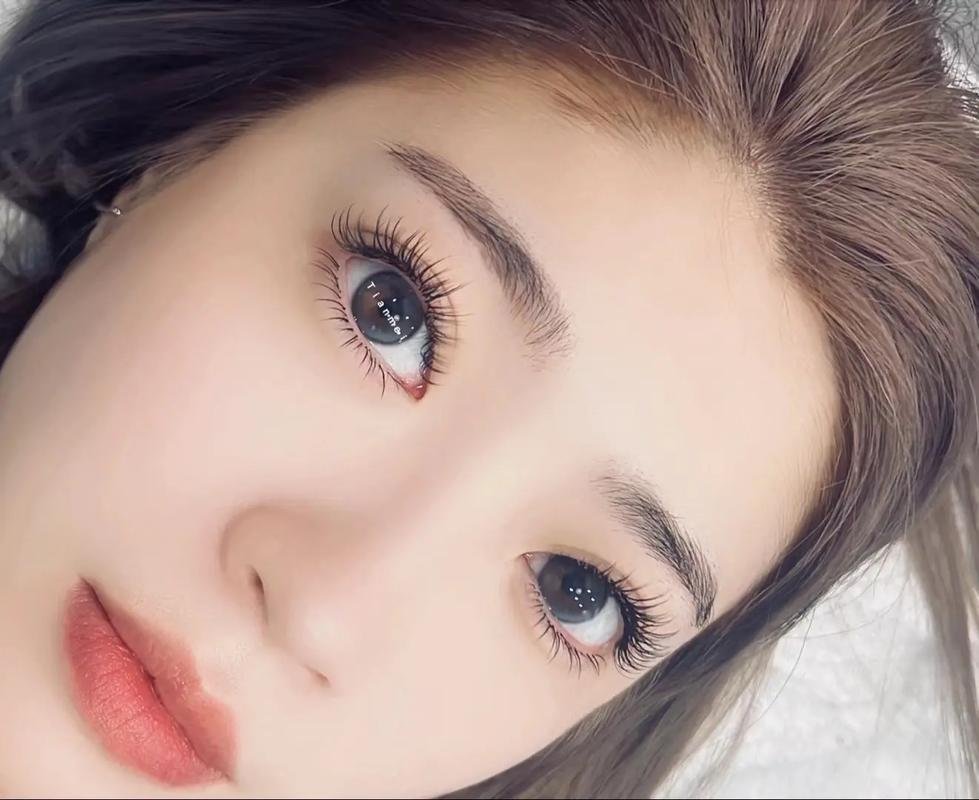 Close-up of woman's face with focus on eyes and lips