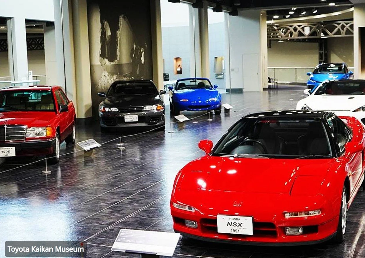 Classic and sports cars on display at the Toyota Kaikan Museum near Nagoya, Japan