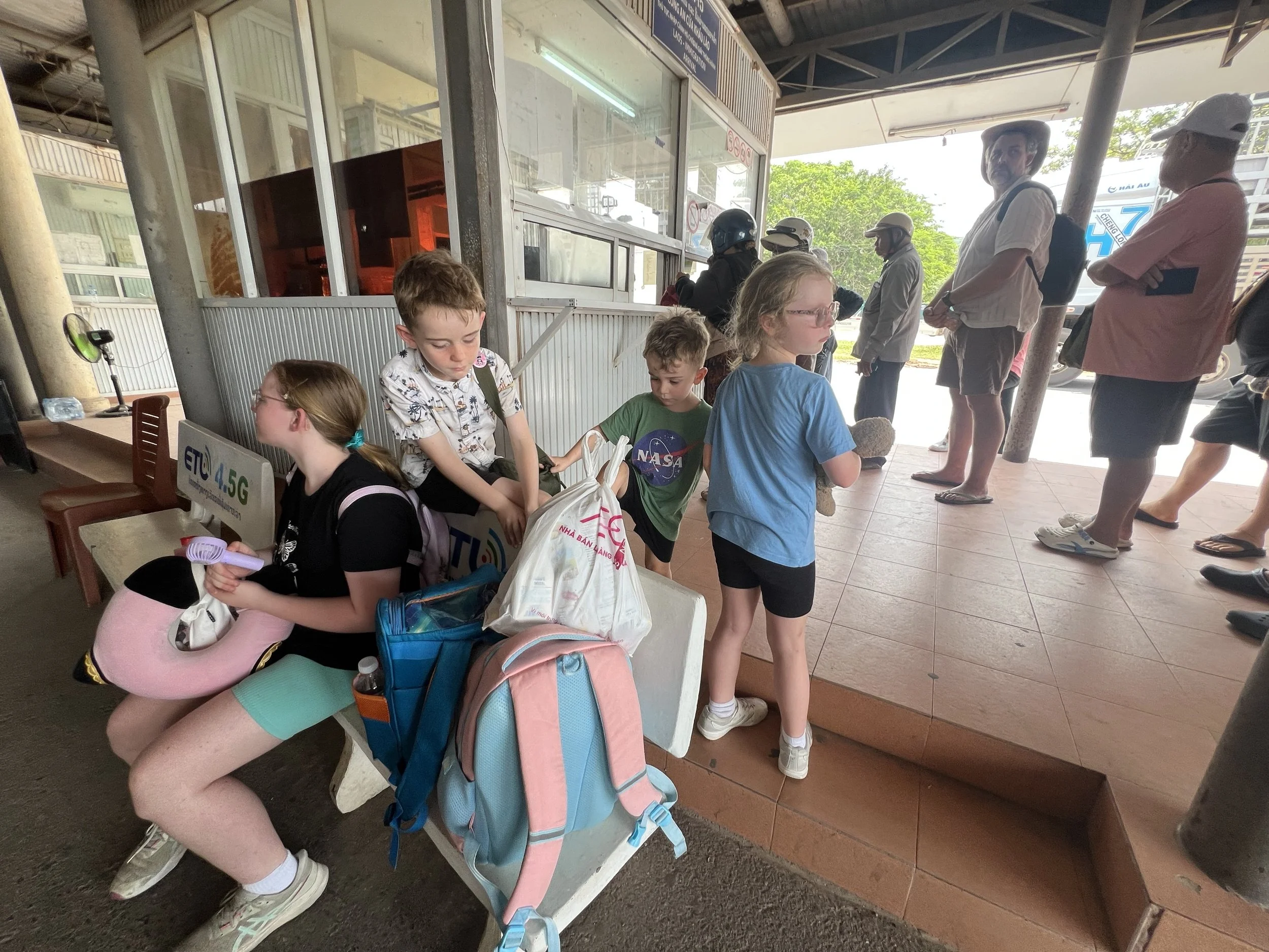 Waiting in the wrong queue at the Laos border crossing during the visa run