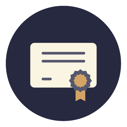 Certificate with a ribbon or seal on it.