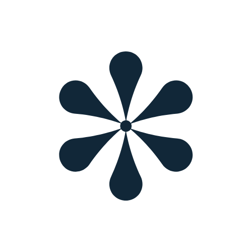 Stylized flower icon with eight petals emerging from a central point.