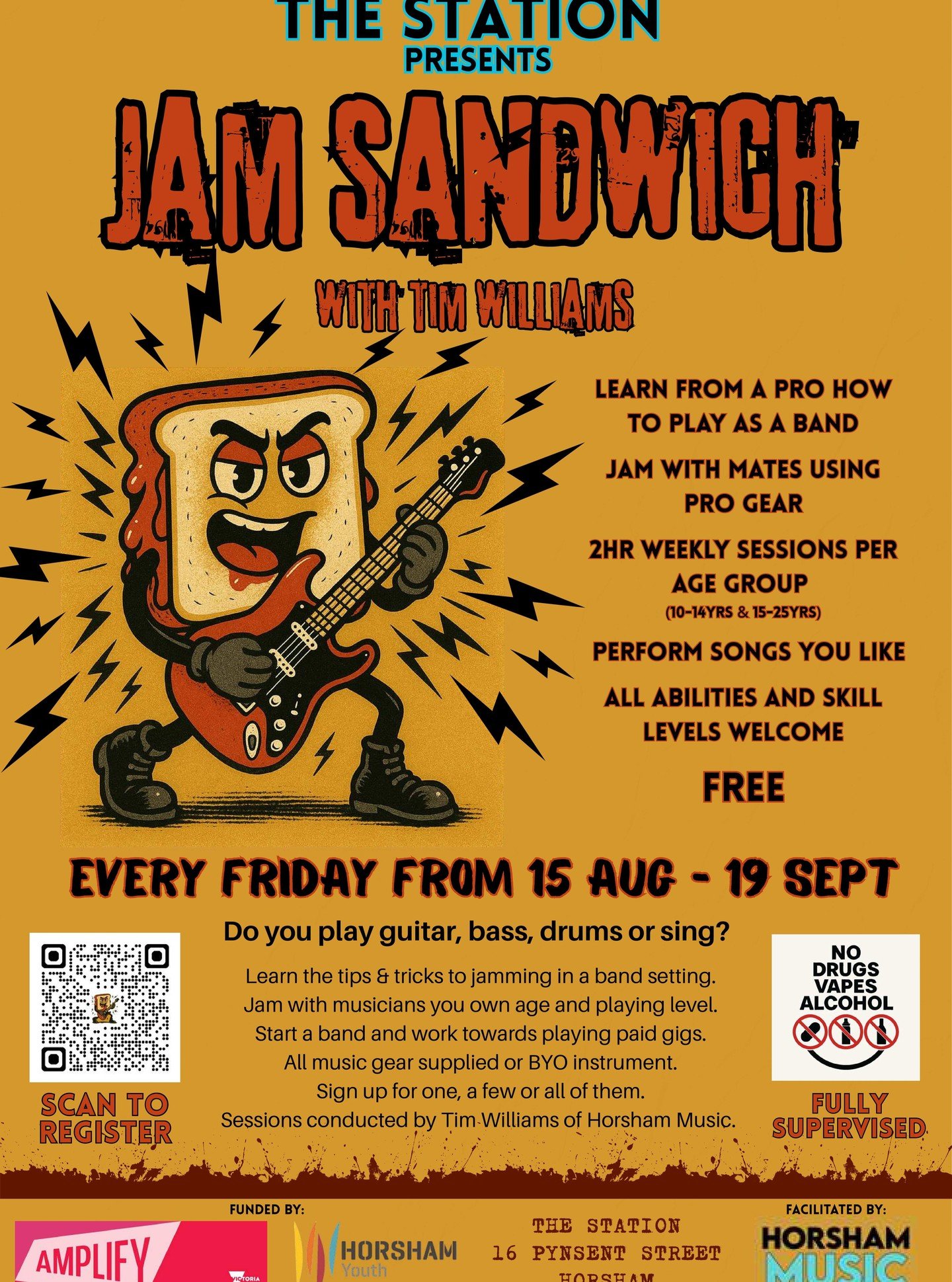 🎸 JAM SANDWICH IS HERE! 🎤
6 Weeks. Endless Vibes. STARTS THIS FRIDAY!!!

Got a muso in the house? Or maybe you are one? Either way &mdash; get ready for Jam Sandwich: a high-energy, hands-on music mentoring experience like no other.

🎶 Every Frida