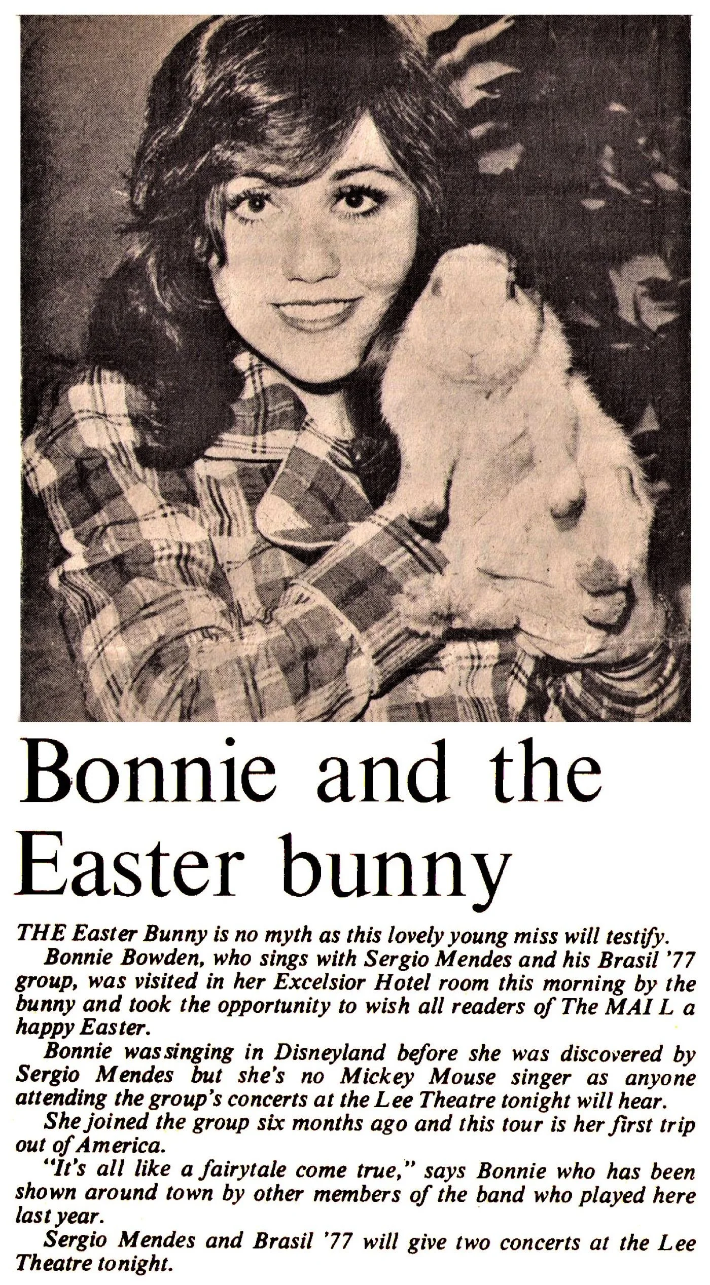 Bonnie Bowden, China Mail Newspaper Article, Hong Kong China 1973