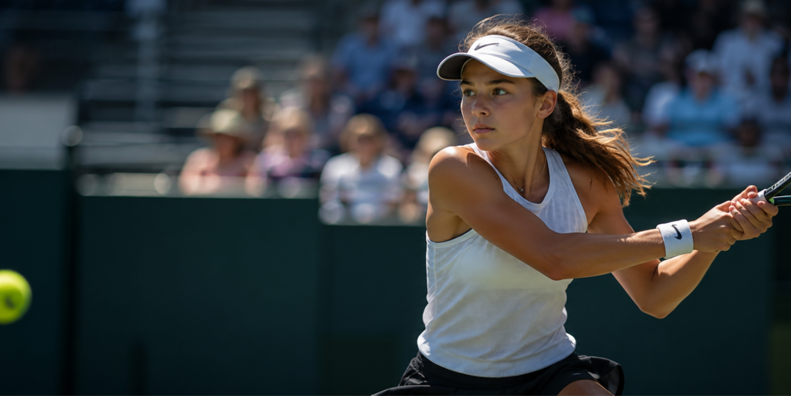 Young tennis player competing in a professional tournament