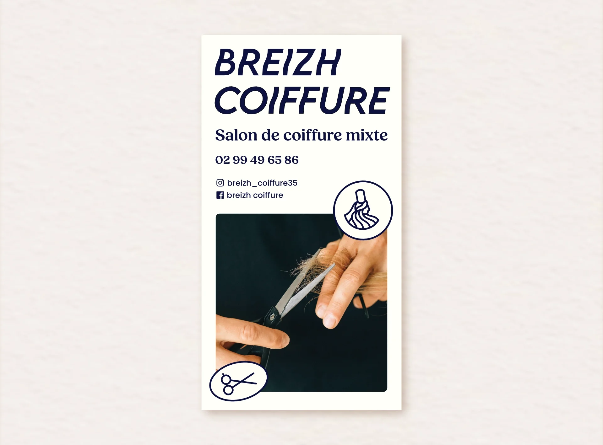 Création d'une enseigne de boutique pour un salon de coiffure, par une graphiste de Saint-Brieuc