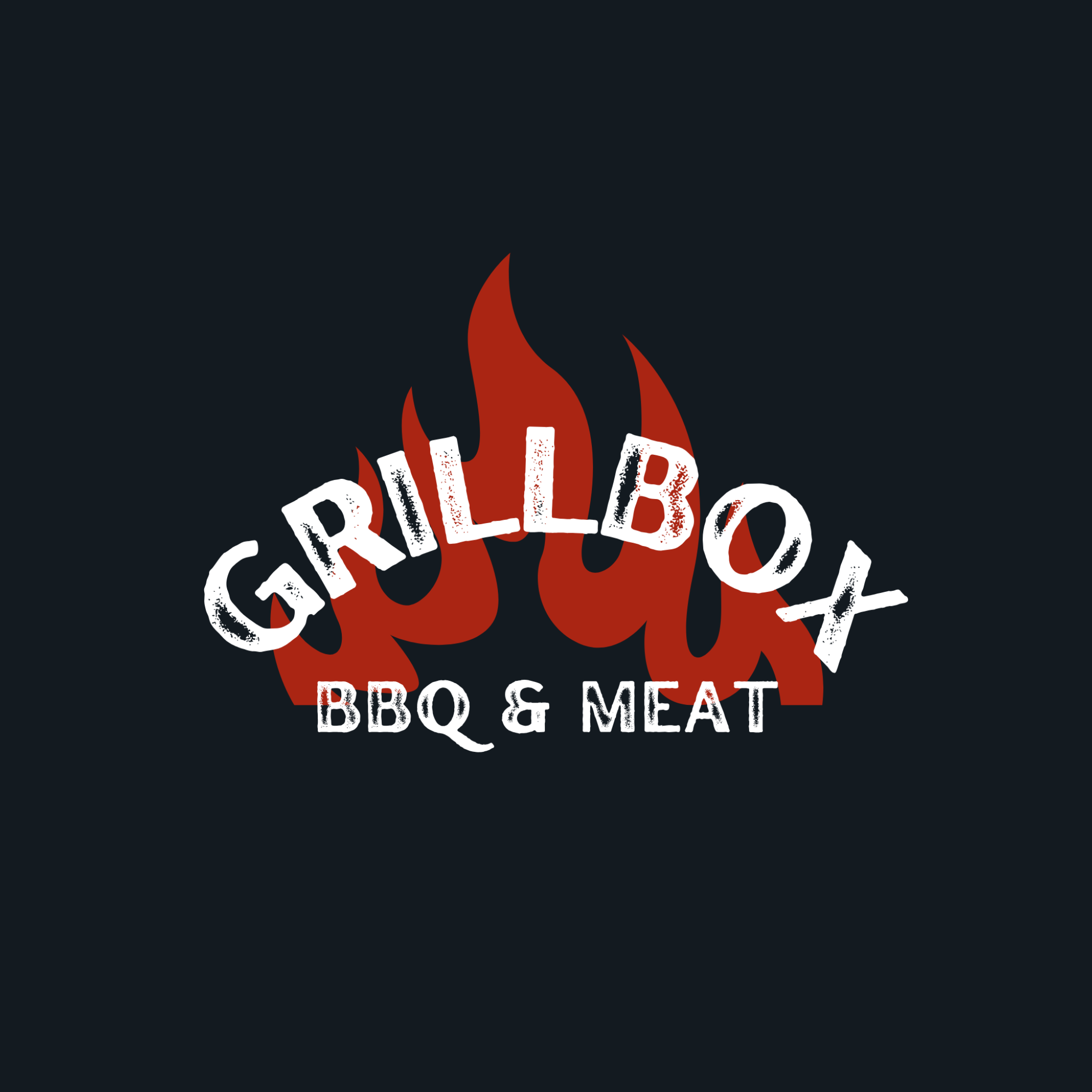 Musta tausta, jonka alaosassa on tyyliteltyjä liekkejä ja liekkien päällä teksti ”GRILLIN’ PRO & MEAT”.