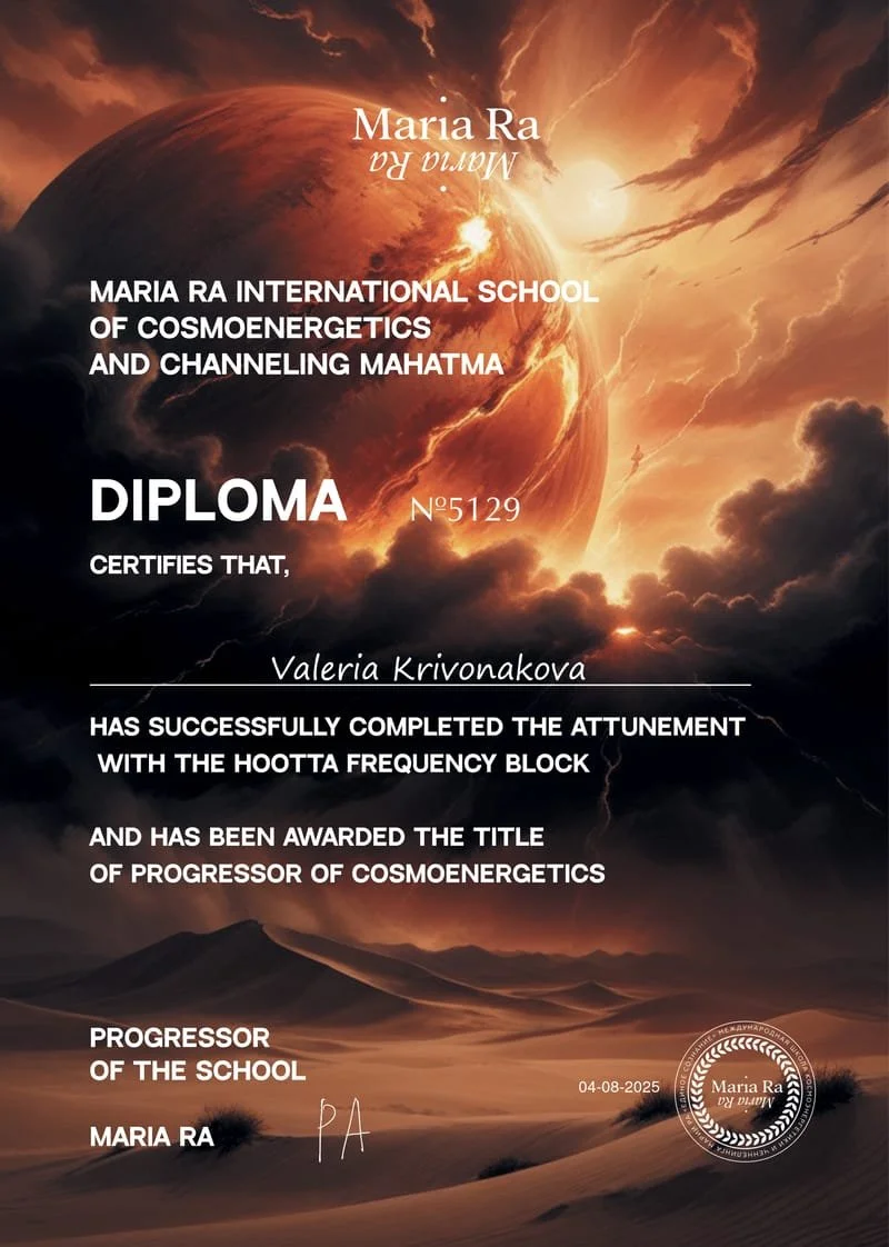 Valeria Krivonakova has been awarded title of Progressor of Cosmoenergetics