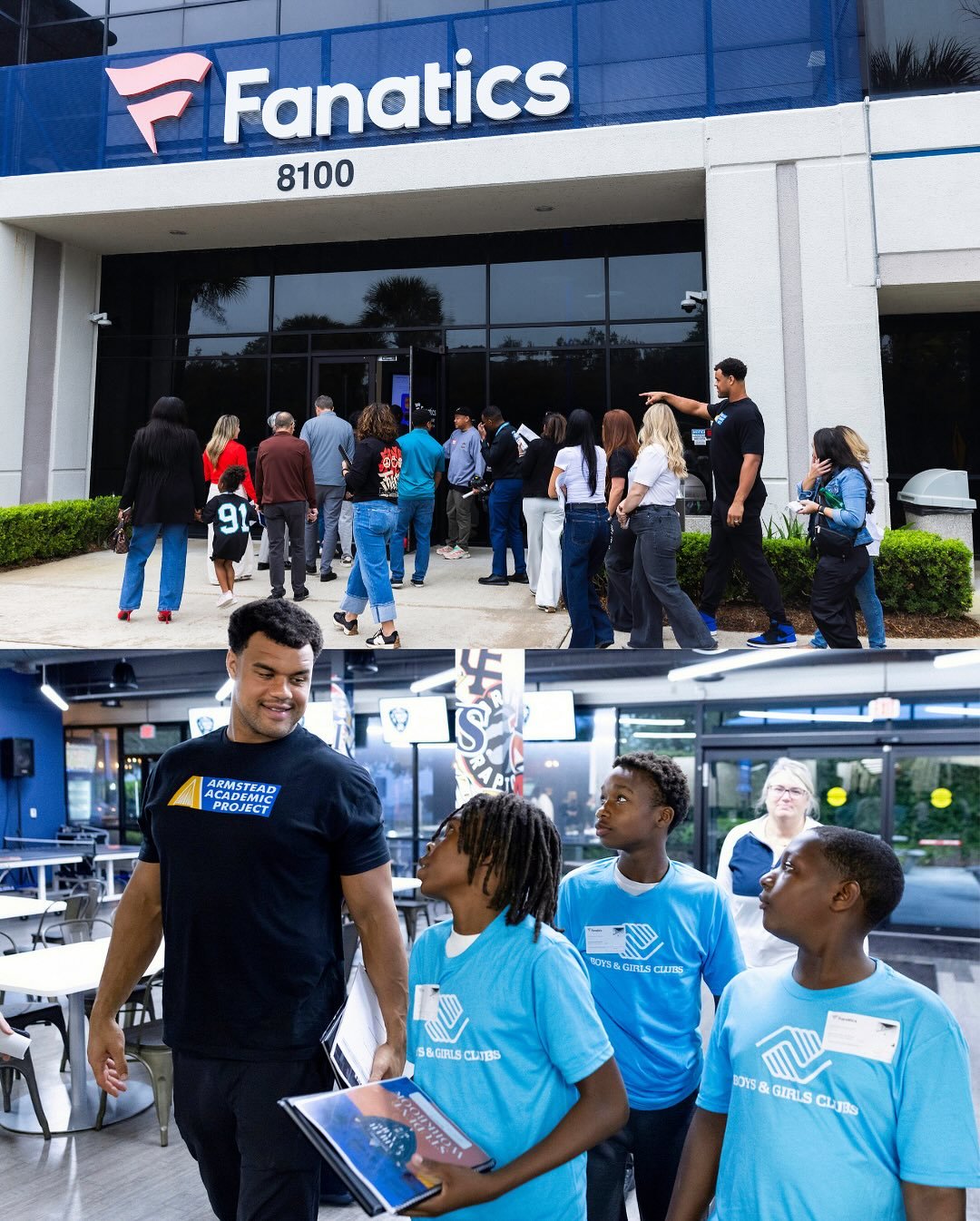 In partnership with @fanatics and @bgcnf, Arik and Mindy Armstead hosted the first-ever Stay Hungry Career Camp in Jacksonville! Students got a behind-the-scenes look at how the Fanatics Jacksonville office operates and heard powerful insights across