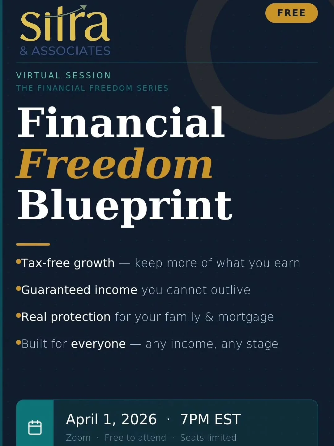 Tonight is the night.&nbsp;🗓

I'm hosting a FREE virtual session &mdash; and if you've ever wondered how to build real wealth without handing more of it to the IRS, this one's for you.

📌&nbsp;Financial Freedom Blueprint
📅&nbsp;Tuesday, April 1st 
