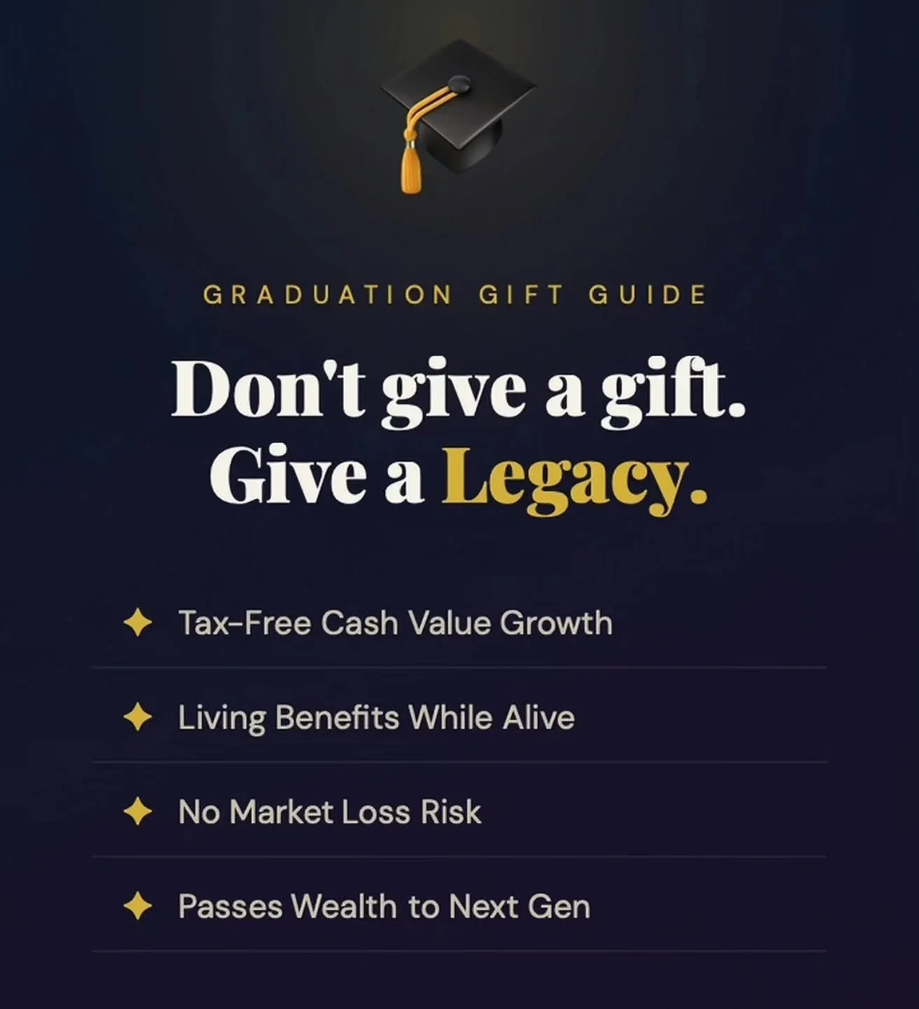 🎓 Graduation is a moment. A legacy is forever.

While everyone else is giving gift cards, clothes, and gadgets &mdash; what if you gave your graduate something that actually&nbsp;grows with them for the rest of their life?

There's a wealth-building