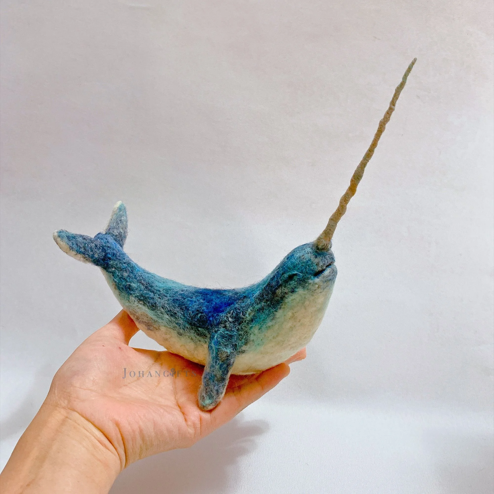 Needle Felted Narwhal | Handmade Ocean-Inspired Wool Sculpture