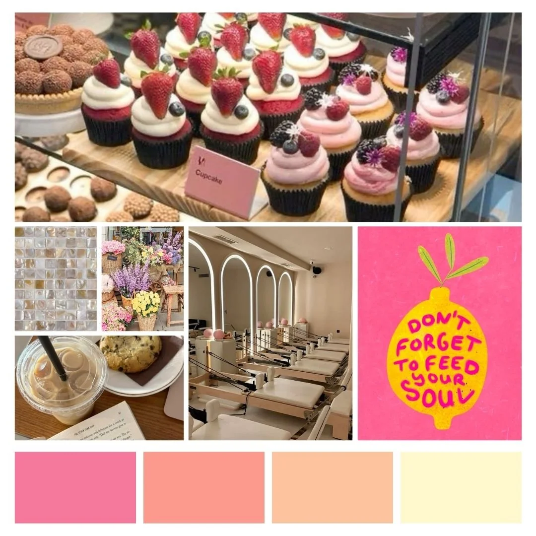 Mood board showing inspiration for the Hollatte café branding project.