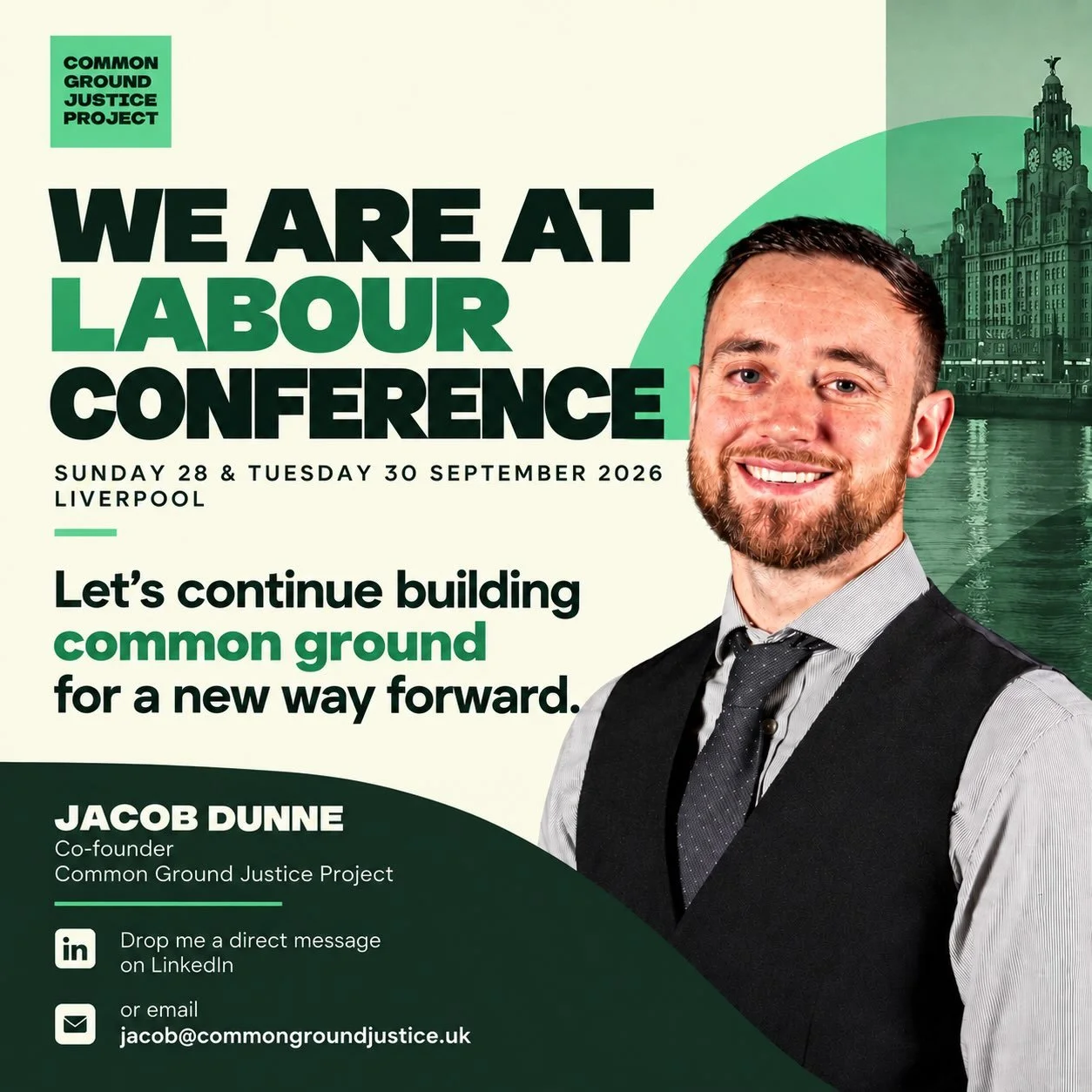 Catch our co-founder @jacobfreeeman at @uklabour Party Conference in Liverpool this week.

As an independent, non-partisan project, we believe lasting justice reform depends on listening and working across social and political divides - not retreatin