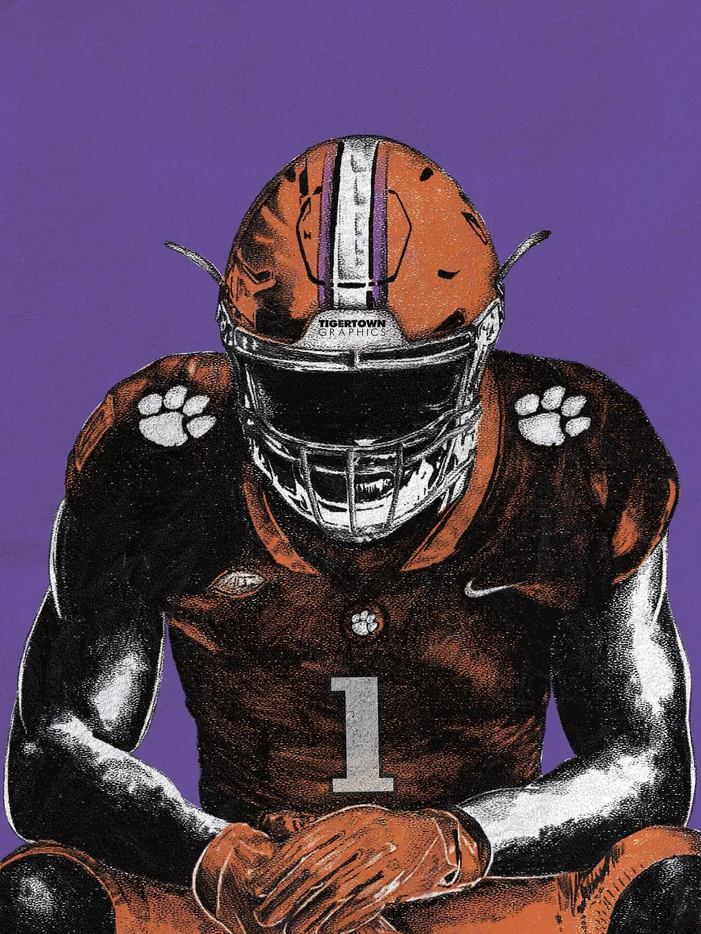 Digital illustration done for @tigertowngraphics 🏈🐅 

This one is up on their story to save as a wallpaper as well as many other fun Clemson designs!! Go check them out!🧡