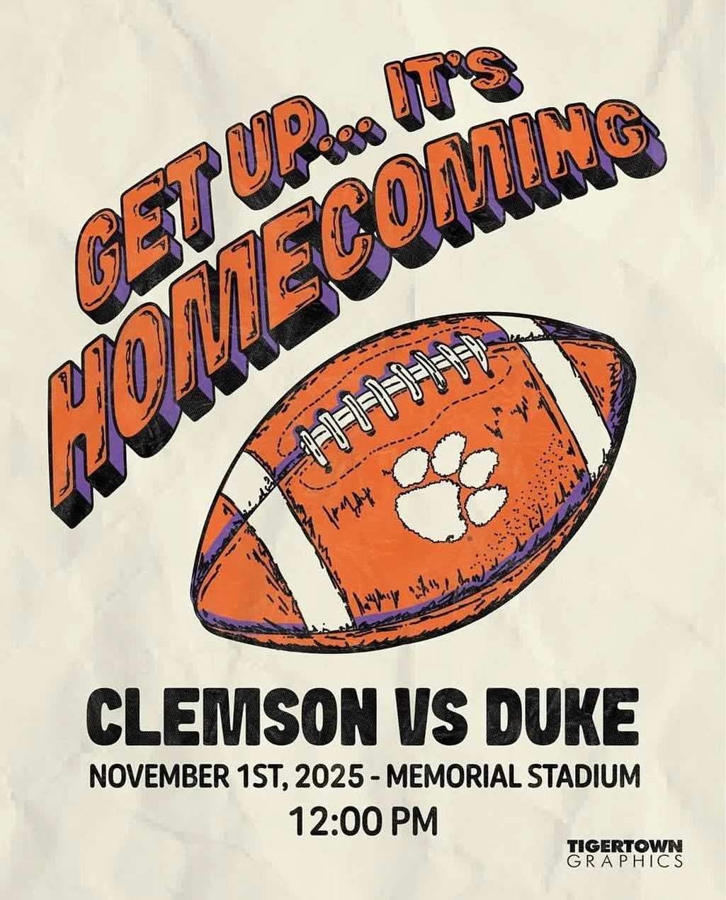 Game day graphic for @tigertowngraphics !! Happy Homecoming Tigers!!🧡🧡🏈