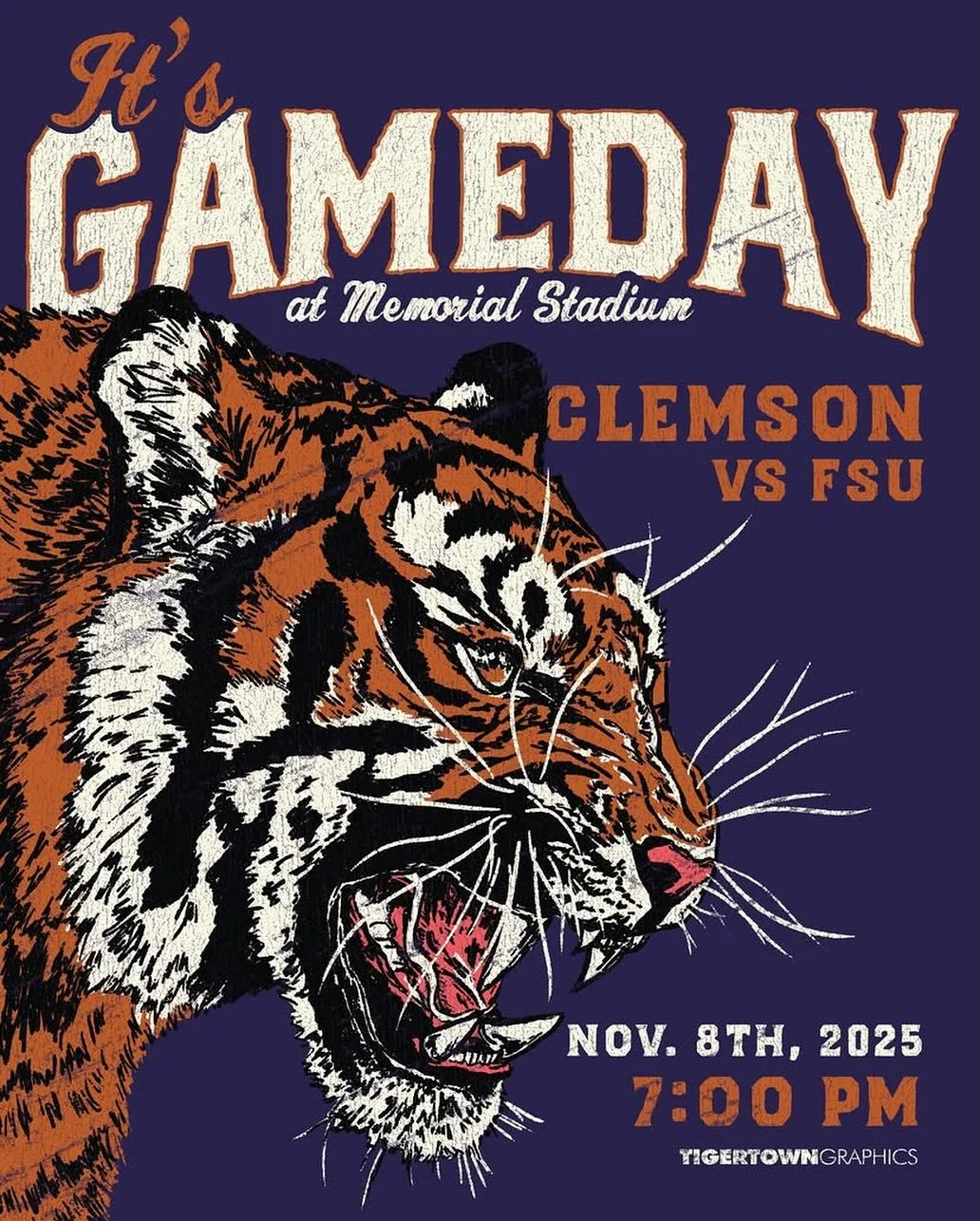 Illustration and game day graphic for @tigertowngraphics !!

These are some of my favorite graphics to make if you can&rsquo;t tell&hellip; 

Go Tigers!!🧡🐅