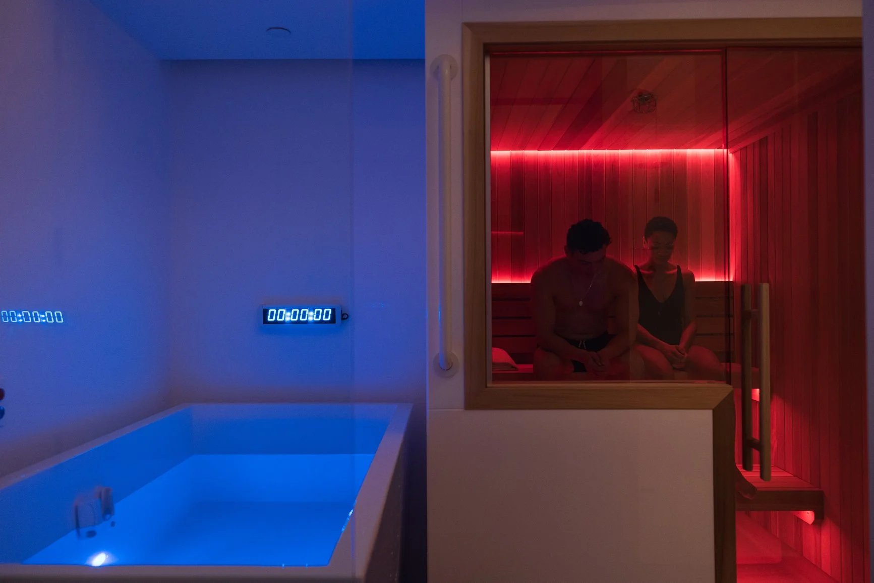 Contrast therapy cold plunge and infrared sauna