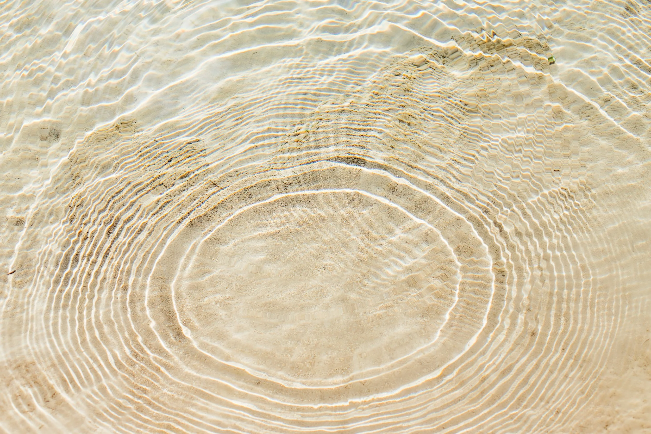 Concentric water ripples expanding outward