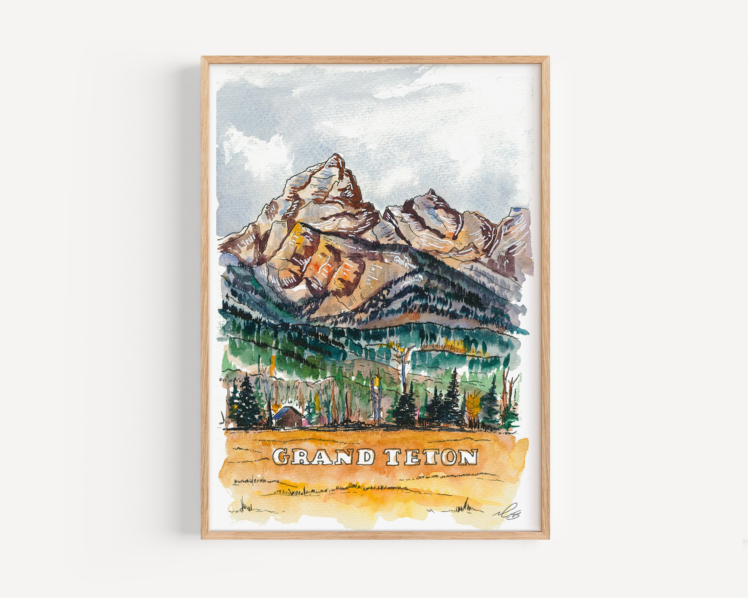 Grant Teton National Park Watercolor Art