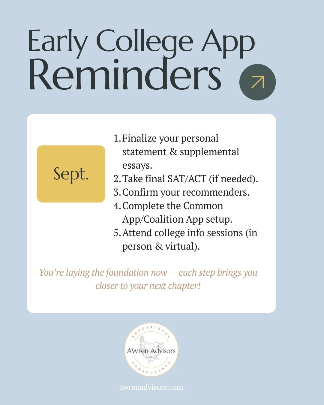 💡 Need guidance through this process?
At AWren Advisors, we walk alongside students and families every step of the way &mdash; from essays and applications to decisions and transitions.

✨ Let&rsquo;s make this journey less stressful and more intent