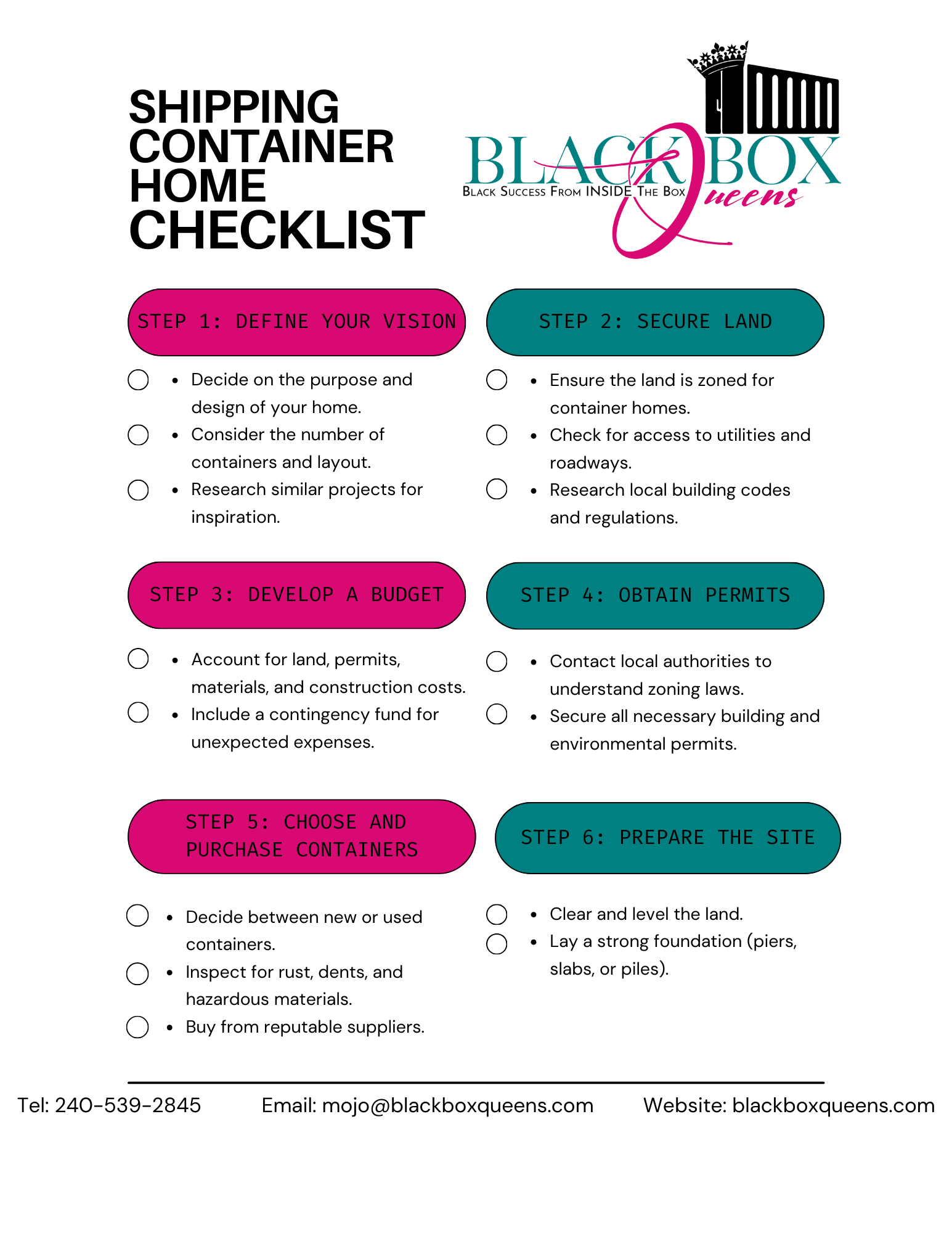 Shipping Container Home Checklist