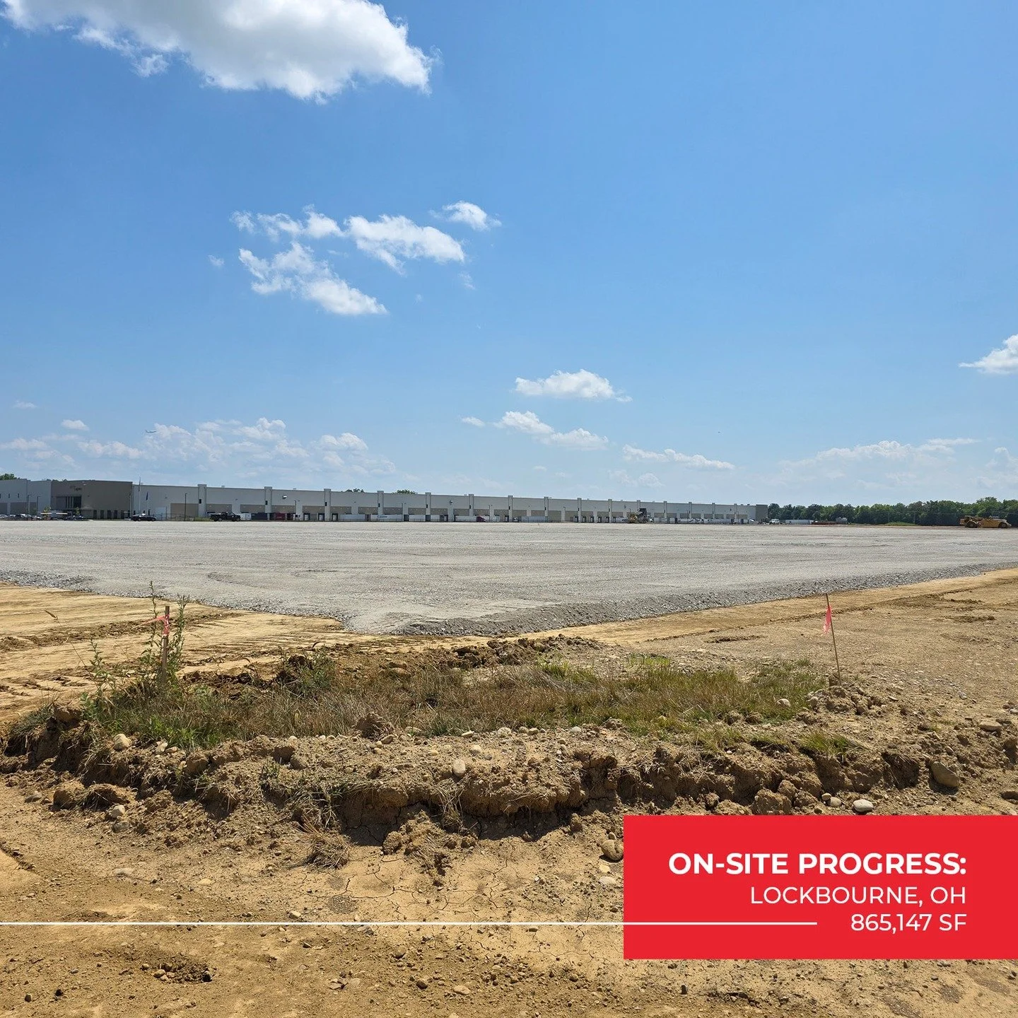 Big progress is happening in Lockbourne, OH! 🏗️ 

Our 865,147 SF project off London Groveport Road is well underway. This week, the pad is getting stoned and reinforced with 16 inches of stabilization; setting the stage for a strong foundation. Foot