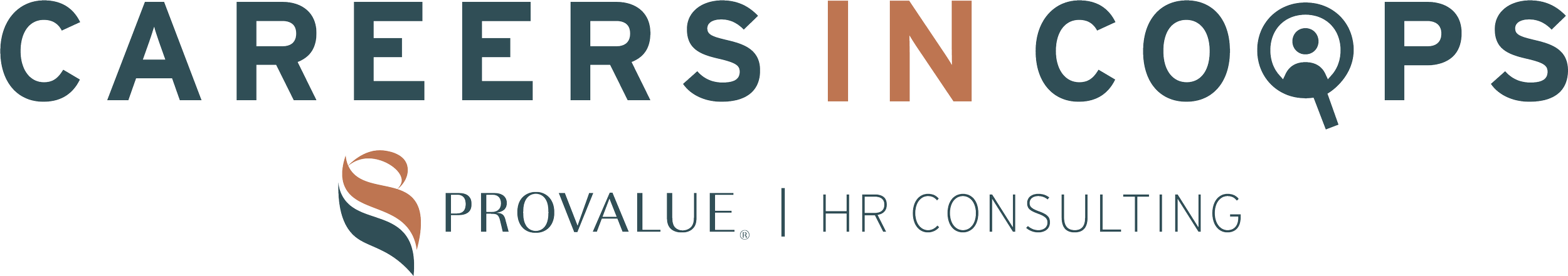 Logo for CAREERS IN CO-OPS, a Provalua HR Consulting company, with stylized letter 'S' and text.